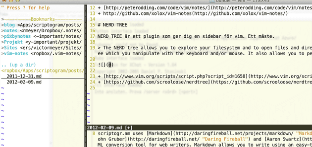 Screenshot showing Nerd Tree in VIM